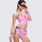 Halsey Pink Lace Tie Front Top