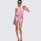 Halsey Pink Lace Tie Front Top