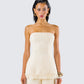 Havanah Ivory Tweed Strapless Top model front