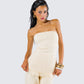 Havanah Ivory Tweed Strapless Top