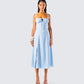 Hera Blue Corset Midi Dress model front