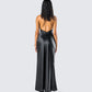 Holly Black Satin Cowl Maxi Dress