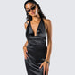 Holly Black Satin Cowl Maxi Dress