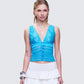 Hyacinth Blue Floral Bow Detail Top model front
