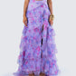 Ida Purple Floral Organza Maxi Skirt model front