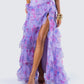 Ida Purple Floral Organza Maxi Skirt