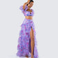 Ida Purple Floral Organza Maxi Skirt