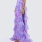 Ida Purple Floral Organza Maxi Skirt