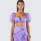 Ida Purple Floral Organza Top model front