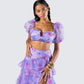 Ida Purple Floral Organza Top