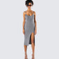 Ilana Grey Rib Sweater Dress model front