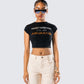 Ilse Black Aquarius Rhinestone Top model front