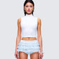 Inaya White Jersey Tank Top model front
