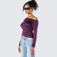 Isa Burgundy Jersey Asymmetric Top