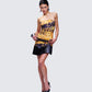 Isabeau Printed Pleated Drop Waist Mini Dress