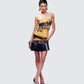 Isabeau Printed Pleated Drop Waist Mini Dress
