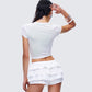 Isha White Bow Trim Baby Doll Tee
