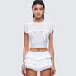 Isha White Bow Trim Baby Doll Tee model front