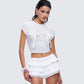 Isha White Bow Trim Baby Doll Tee