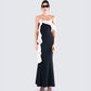 Ishita Black Draped Maxi Dress model front