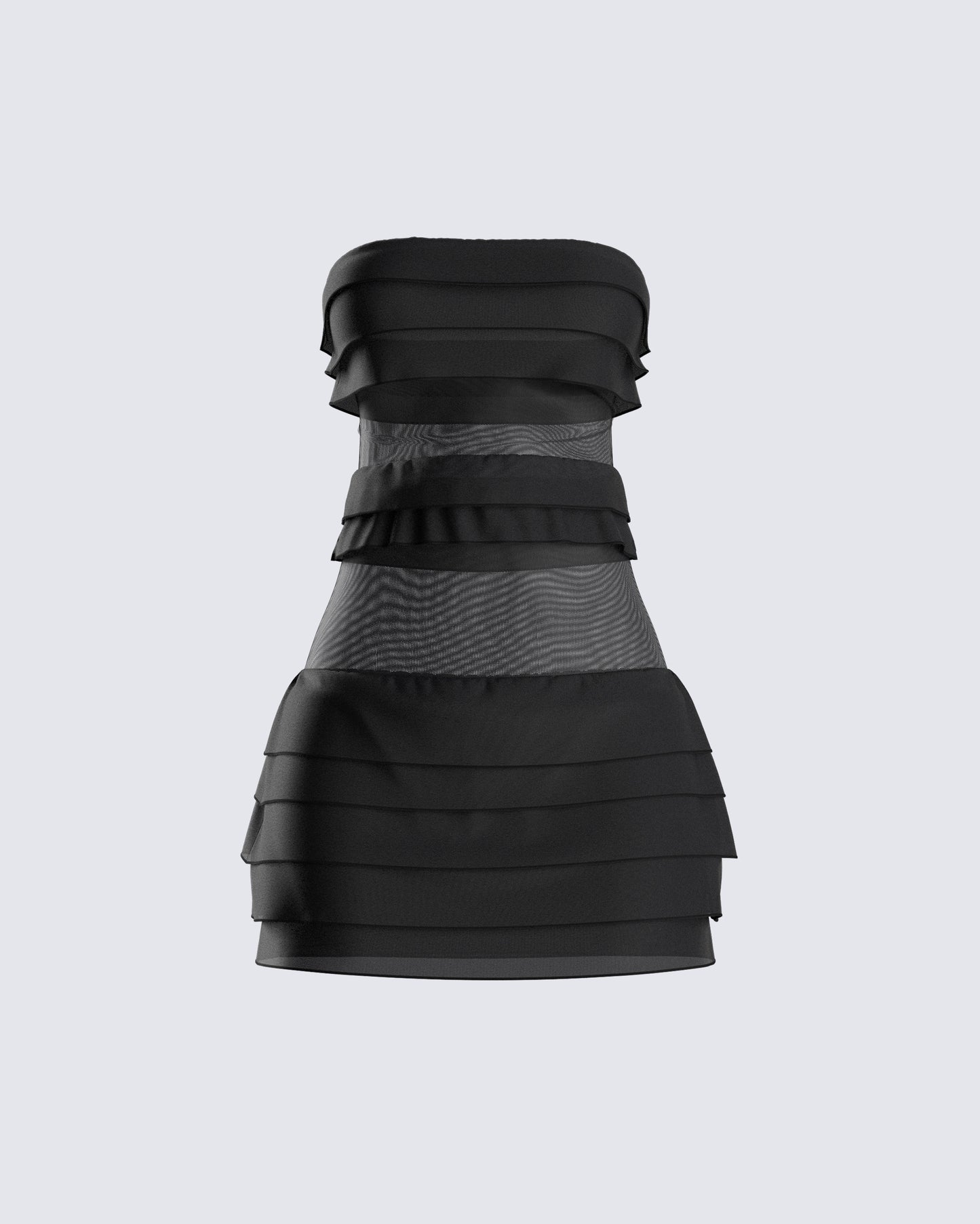 Issa Black Tiered Mini Dress 3d product front
