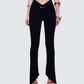 Iva Black Ribbed V Waist Pant model front