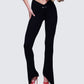 Iva Black Ribbed V Waist Pant
