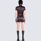 Ivie Black Floral Satin Mini Dress