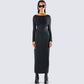 Izel Black Backless Maxi Dress model front