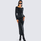 Izel Black Backless Maxi Dress