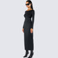 Izel Black Backless Maxi Dress
