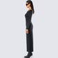 Izel Black Backless Maxi Dress