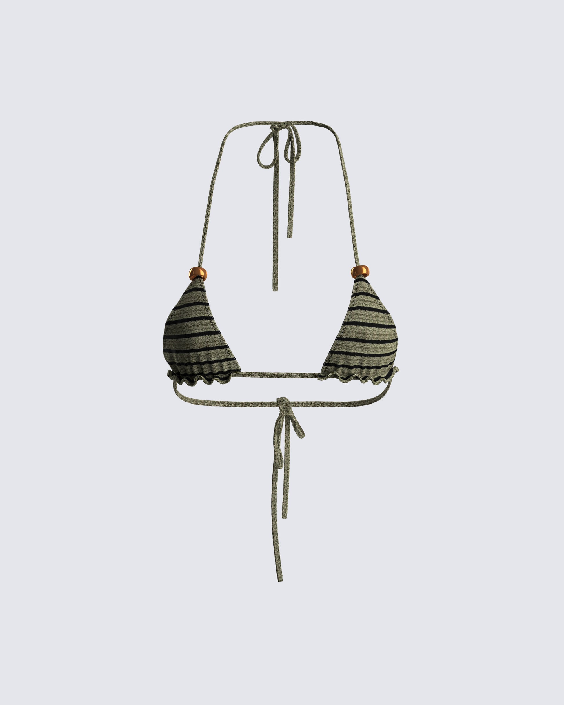 Izzy Olive Stripe Bikini Top 3d product front