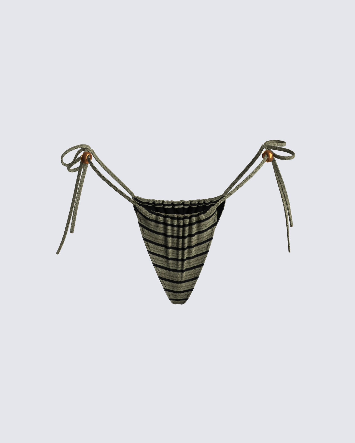 Izzy Olive Stripe Bikini Bottom 3d product front