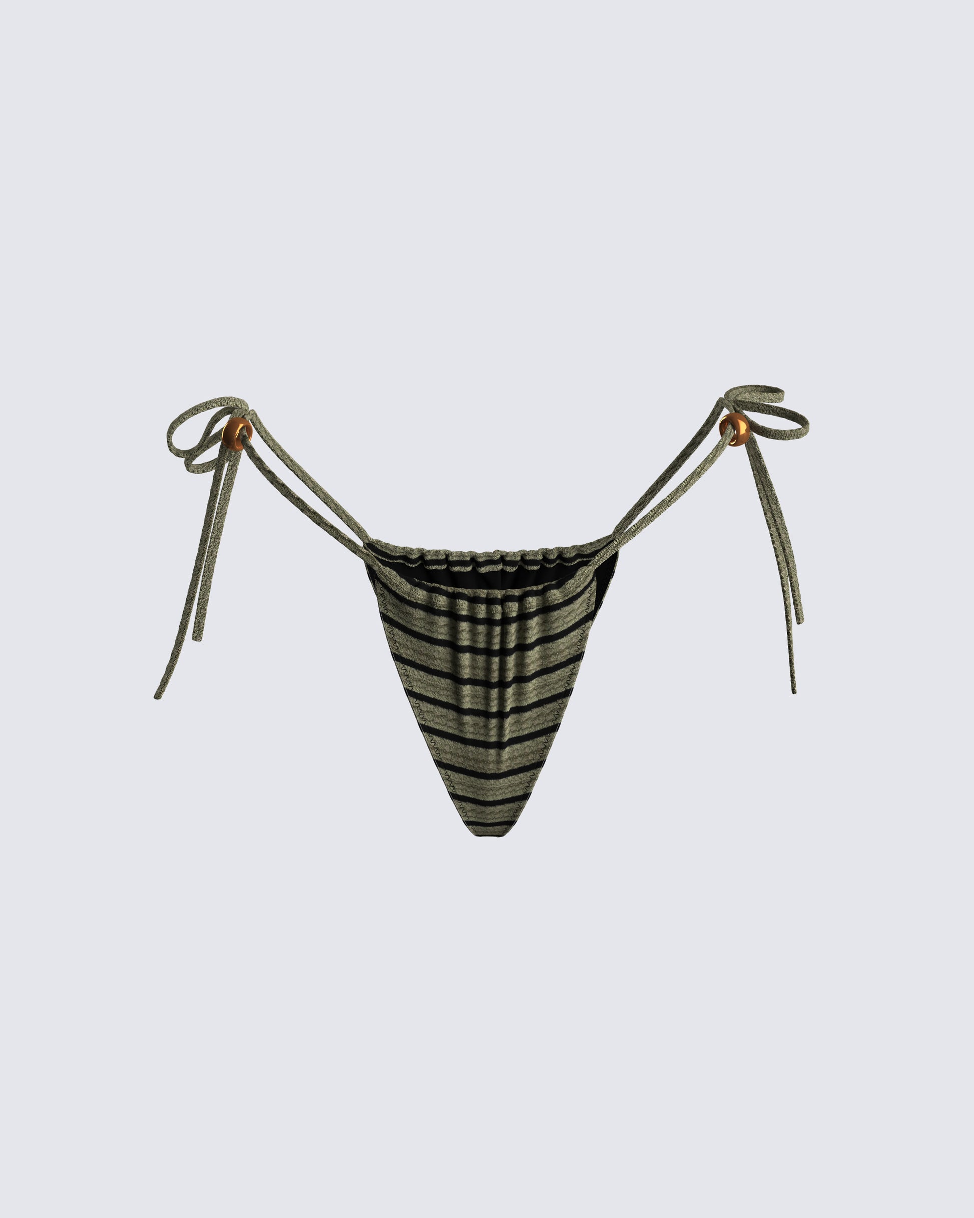 Izzy Olive Stripe Bikini Bottom 3d product front
