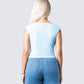 Indie Baby Blue Jersey Cut Out Top