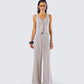 Jaelyn Beige Pinstripe Set model front