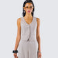 Jaelyn Beige Pinstripe Vest model front