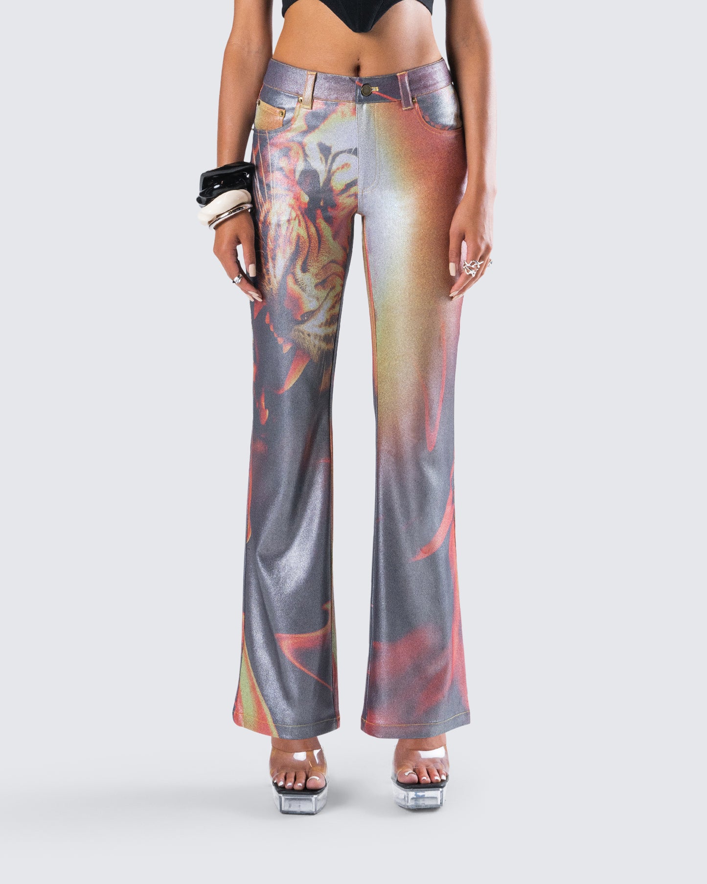 Janet Multi Tiger Shimmer Pant model front