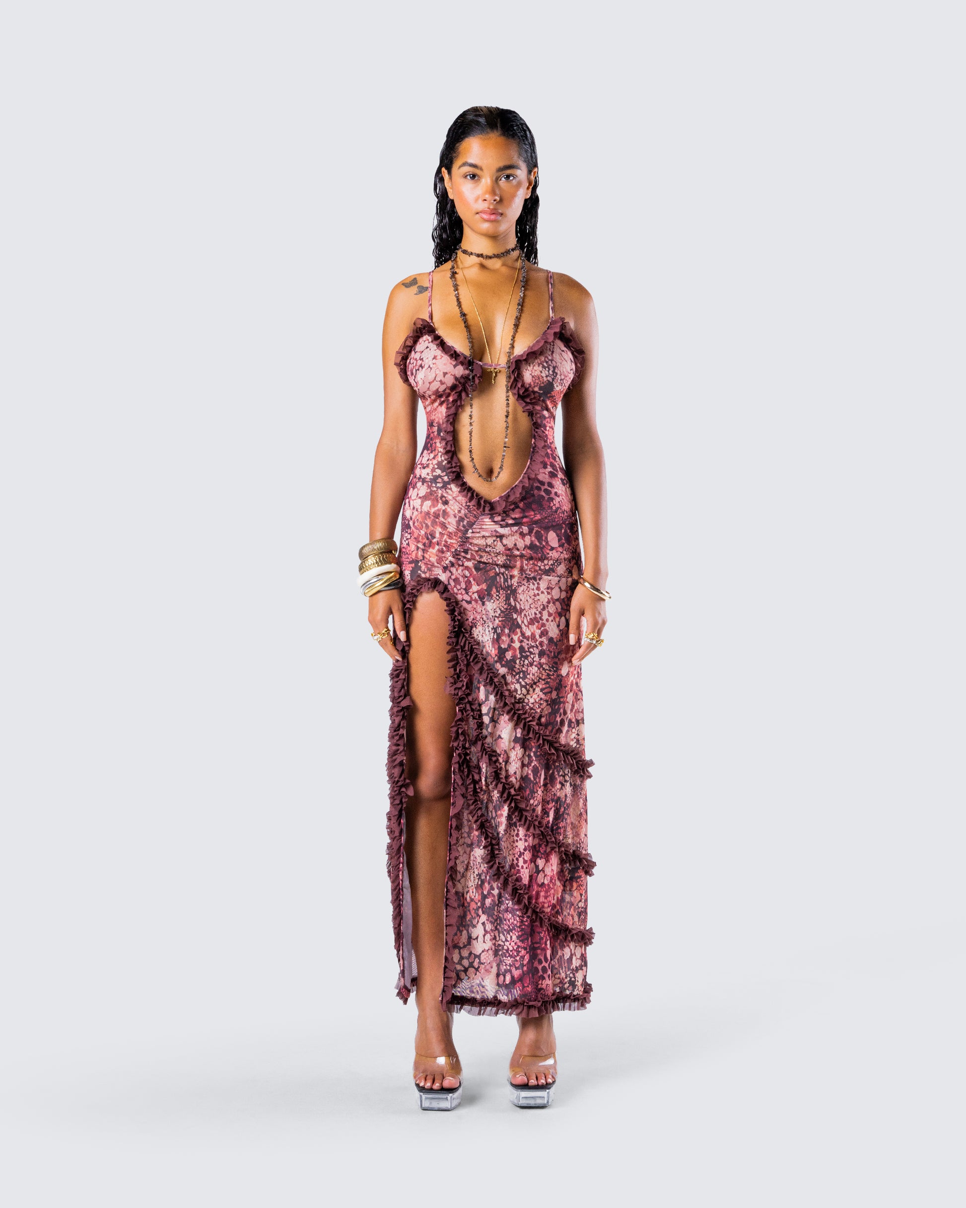 Javana Serpent Print Maxi Dress model front