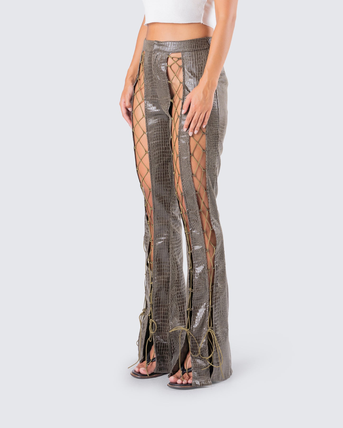 Jax Olive Lace Up Pants