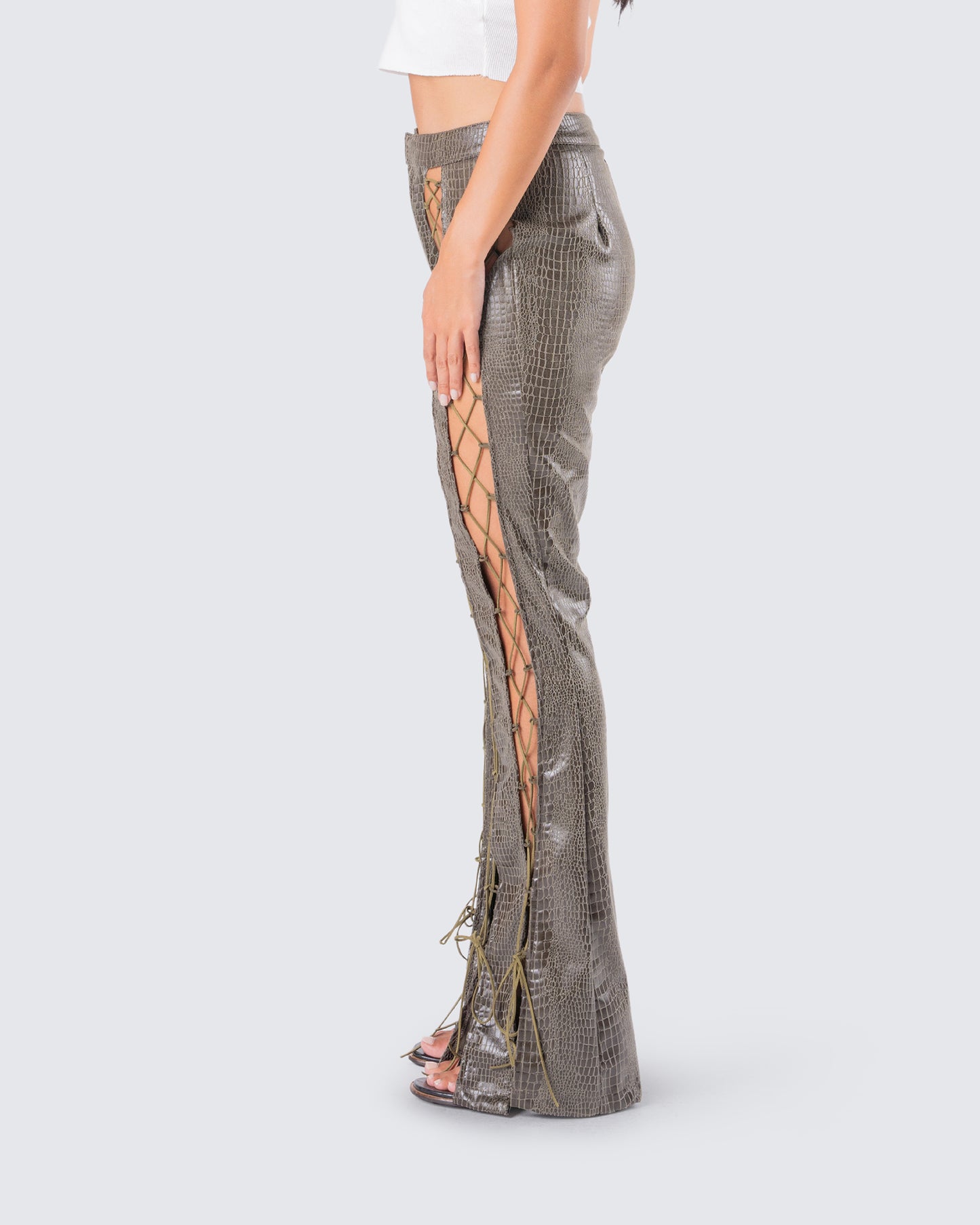 Jax Olive Lace Up Pants