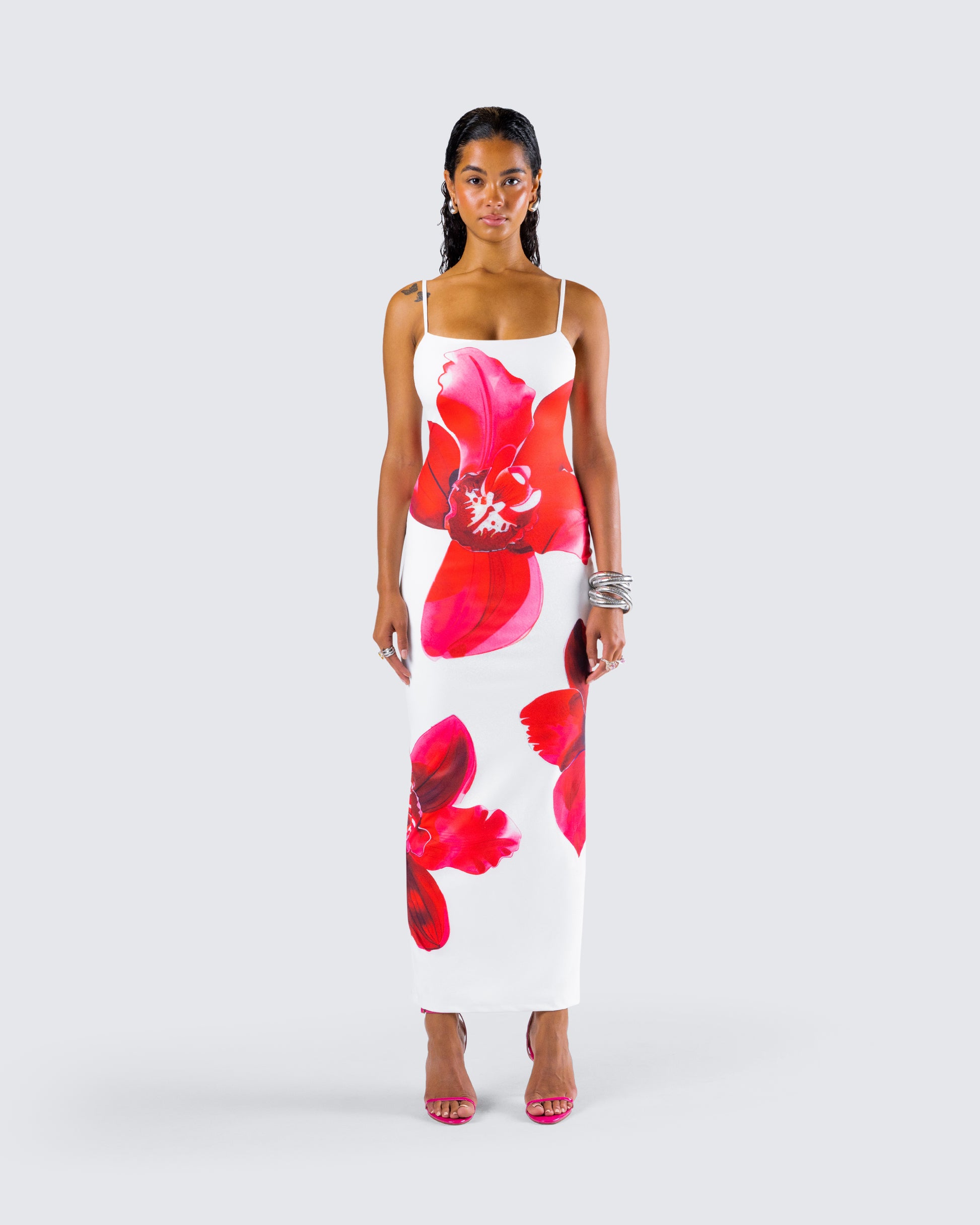 Jemima Floral Print Maxi Dress model front