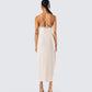 Jing Ivory Crochet Knit Midi Dress