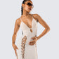 Jing Ivory Crochet Knit Midi Dress