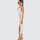 Jing Ivory Crochet Knit Midi Dress