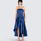 Jo Navy Ruffle Maxi Dress model front