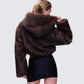 Joaquina Brown Fur Cropped Coat