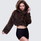 Joaquina Brown Fur Cropped Coat