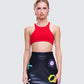 Jordy Red Rib Cropped Racer Top model front